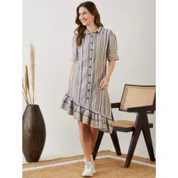 The Kaftan Company Grey Cotton Printed A-Line Dress-picture-28