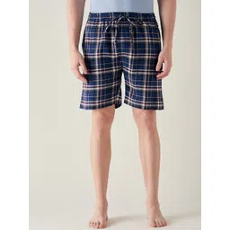 The Kaftan Company Men Checked Cotton Lounge Shorts-picture-27