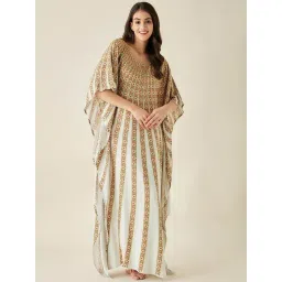 The Kaftan Company Off White Printed Kaftan Nighty-picture-21