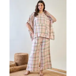 The Kaftan Company Pink Cotton Regular Fit Checks SleepwearRobes-picture-14