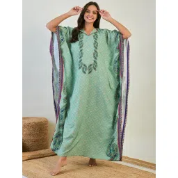 the kaftan company The Kaftan Night Dress Company Green Paisley Print Kaftan Night Dress-picture-35