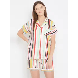 The Kaftan Company Women Multicoloured Striped Night Suit-picture-11