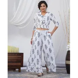 the kapas Printed Smocked Crop-Top & Palazzo Set-picture-17