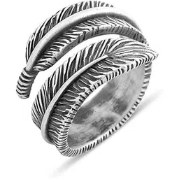 the key house Valentine’s Stainless Steel Stylish Fashionable Eagle's Feather Adjustable stylish trendy Ring for Husband & Wife Men & Women Pack of 1-picture-11