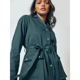 The Label Life Green Polyester Comfort Fit Solid Coat-picture-20