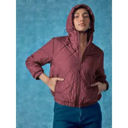 The Label Life Red Polyester Comfort Fit Quilted Jacket-picture-13