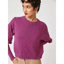 The Label Life Women Pink Cable Knit Pullover-picture-28