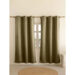 THE LINEN COMPANY Beige Set of 2 Black Out Door Curtain-picture-39