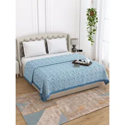 THE LINEN COMPANY Blue & White Floral Mild Winter 120 GSM Single Bed Dohar-picture-21