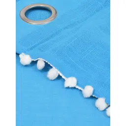 THE LINEN COMPANY Blue & White Sheer Long Door Curtain image 3