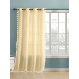 THE LINEN COMPANY Cream-Coloured & White Sheer Window Curtain-picture-33