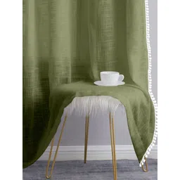 THE LINEN COMPANY Green 2 Pieces Sheer Cotton Linen Window Curtain-picture-35