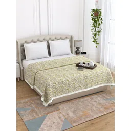 THE LINEN COMPANY Green & White Floral Printed Mild Winter 120 GSM Cotton Single Bed Dohar-picture-26