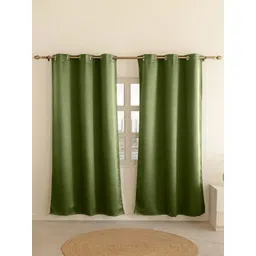 THE LINEN COMPANY Green Set of 2 Black Out Door Curtain-picture-35