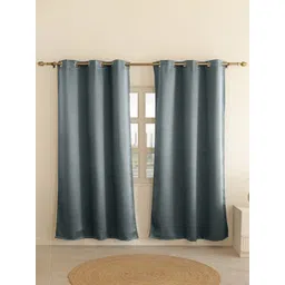 THE LINEN COMPANY Grey 2 Pieces Black Out Window Curtains-picture-10