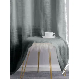THE LINEN COMPANY Grey 2 Pieces Sheer Cotton Linen Window Curtain-picture-34