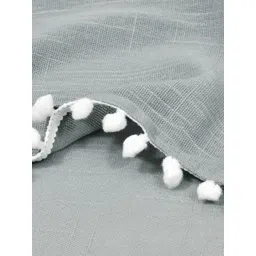 THE LINEN COMPANY Grey 2 Pieces Sheer Cotton Linen Window Curtain image 5