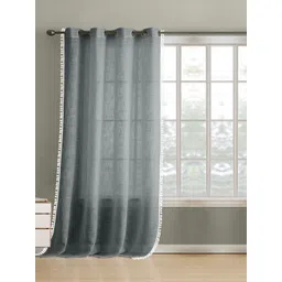 THE LINEN COMPANY Grey & White Sheer Long Door Curtain-picture-20