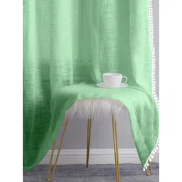 THE LINEN COMPANY Lime Green 2 Pieces Sheer Cotton Linen Window Curtain-picture-35