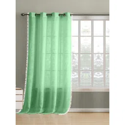 THE LINEN COMPANY Lime Green & White Sheer Long Door Curtain-picture-11
