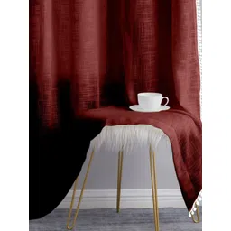 THE LINEN COMPANY Maroon 2 Pieces Sheer Cotton Linen Window Curtain-picture-37