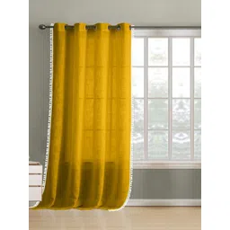 THE LINEN COMPANY Mustard & White Sheer Door Curtain-picture-29