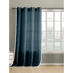 THE LINEN COMPANY Navy Blue & White Sheer Door Curtain-picture-14