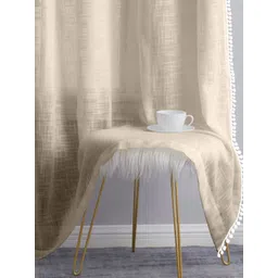 THE LINEN COMPANY Off White 2 Pieces Sheer Cotton Linen Window Curtain-picture-32