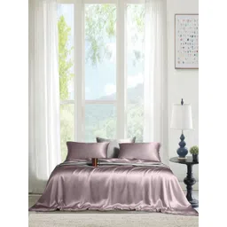 THE LINEN COMPANY Purple 300 TC Single Bedsheet with 1 Pillow Covers-picture-21