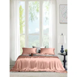 THE LINEN COMPANY Rose Gold 300 TC Single Bedsheet with 1 Pillow Covers-picture-20
