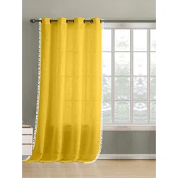 THE LINEN COMPANY Yellow & White Sheer Window Curtain-picture-26