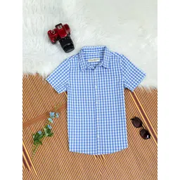 The Lion and The Fish Boys Comfort Gingham Checks Opaque Checked Casual Shirt-picture-13