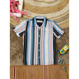 The Lion and The Fish Boys Comfort Opaque Striped Casual Shirt-picture-50