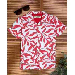 the lion and the fish Boys Leaf Print Relaxed Fit Shirt-picture-39
