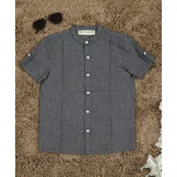 The Lion and the Fish Cotton Half Sleeves Solid Shirt - Grey-picture-27