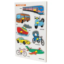 The Little Boo Wooden Knob and Peg Vehicles Puzzle Multicolor - 9 Pieces-image-27