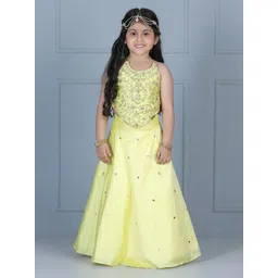 THE LITTLE CELEBS Girls Embellished Beads and Stones Ready to Wear Lehenga &-picture-21