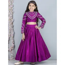 THE LITTLE CELEBS Girls Embellished Beads and Stones Ready to Wear Lehenga &-picture-32