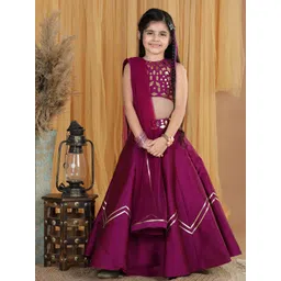 THE LITTLE CELEBS Girls Embellished Beads and Stones Ready to Wear Lehenga & Blouse With Dupatta-picture-17