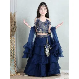 THE LITTLE CELEBS Girls Embellished Beads and Stones Ready to Wear Lehenga & Blouse With Dupatta-picture-23