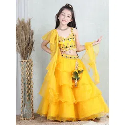 THE LITTLE CELEBS Girls Embellished Beads and Stones Ready to Wear Lehenga & Blouse With Dupatta-picture-27