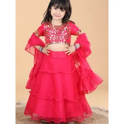 THE LITTLE CELEBS Girls Embellished Ready to Wear Lehenga & Blouse With Dupatta-picture-20