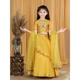 THE LITTLE CELEBS Girls Embellished Ready to Wear Lehenga & Blouse With Dupatta-picture-22