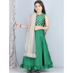 THE LITTLE CELEBS Girls Embellished Ready to Wear Lehenga & Blouse With Dupatta-picture-26