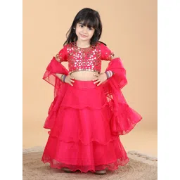 THE LITTLE CELEBS Girls Embellished Ready to Wear Lehenga & Blouse With Dupatta-picture-40