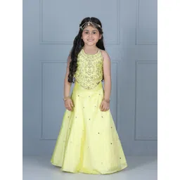 THE LITTLE CELEBS Girls Embellished Sequinned Ready to Wear Lehenga &-picture-29