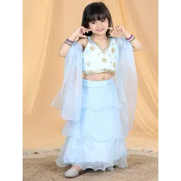 THE LITTLE CELEBS Girls Embellished Sequinned Ready to Wear Lehenga & Blouse With Dupatta-picture-25