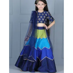 THE LITTLE CELEBS Girls Embellished Sequinned Ready to Wear Lehenga & Blouse With Dupatta-picture-28