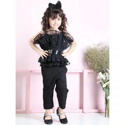 THE LITTLE CELEBS Girls Embellished Sleeveless Top With Trouser With Belt-picture-11