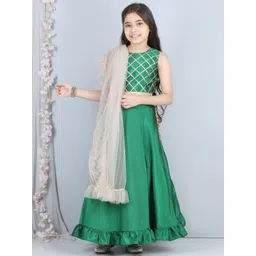 THE LITTLE CELEBS Girls Embroidered Ready to Wear Lehenga & Blouse With Dupatta-picture-33
